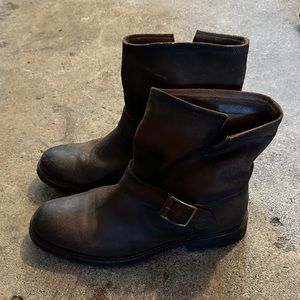 Frye short moto boots brown leather 8